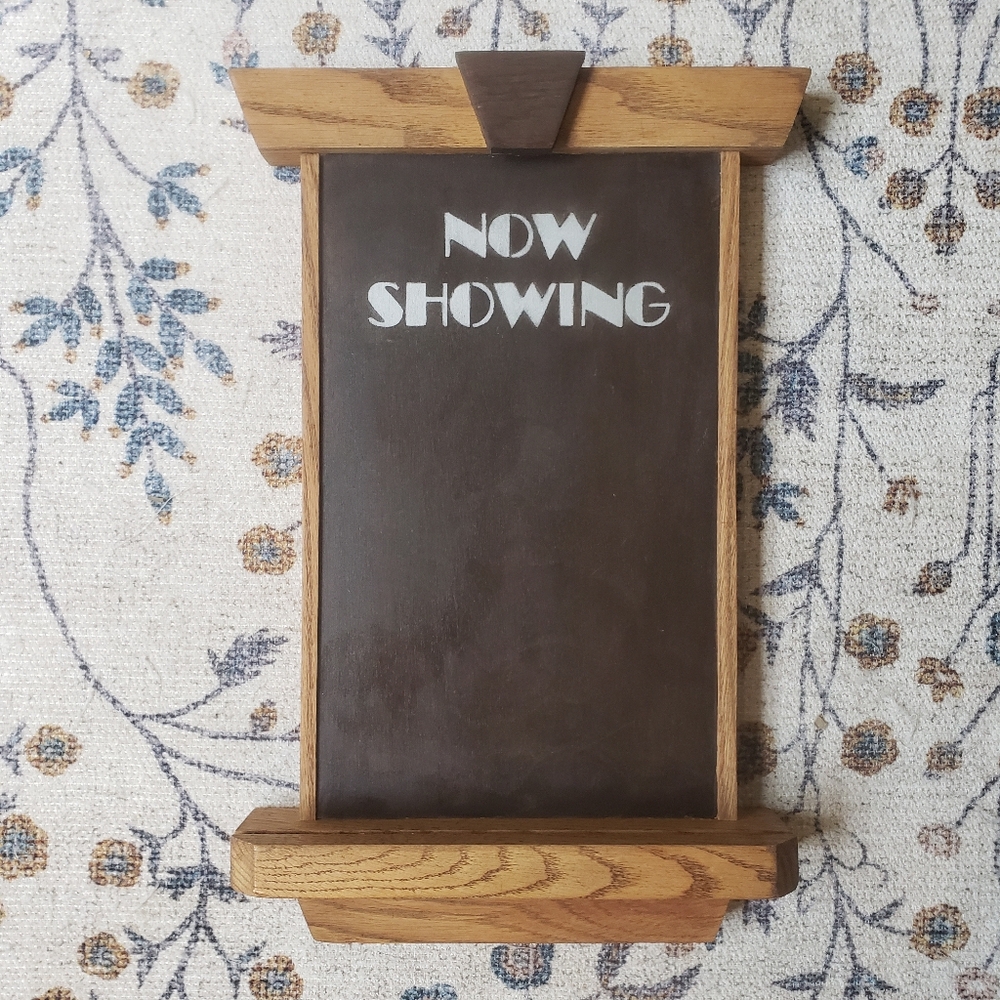 Handcrafted Retro Wood "Now Showing" Cinema Movie Night Display Sign